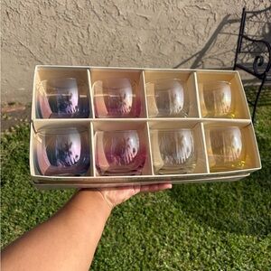 Vintage Federal Glass 11oz On The Rocks Gem Tone Roly Poly Tumblers Original Box